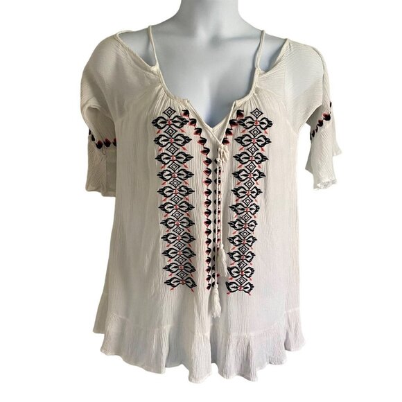 Exist Boho Cold Shoulder Embroidered Top Women's XL - Picture 1 of 12